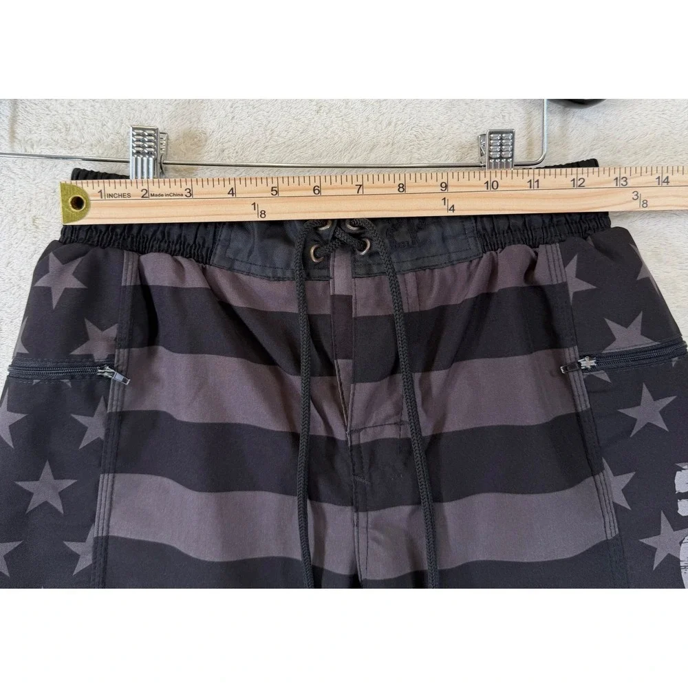 2POOD V4.0 American Flag Board Shorts Men's Medium Stretch Gym Crossfit USA